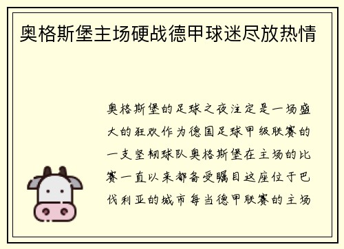 奥格斯堡主场硬战德甲球迷尽放热情